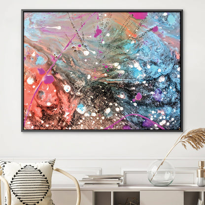 Vibrant Abstract Oil Painting with Playful Paint Splatter and Color Explosion