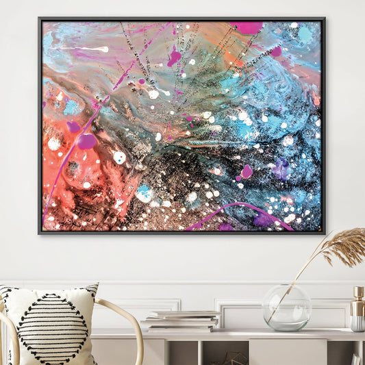 Vibrant Abstract Oil Painting with Playful Paint Splatter and Color Explosion