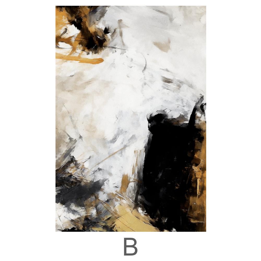 Abstract Gold and Black Oil Painting for Elegant Home Decor