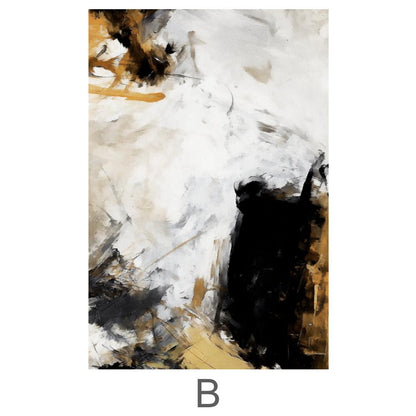 Abstract Gold and Black Oil Painting for Elegant Home Decor