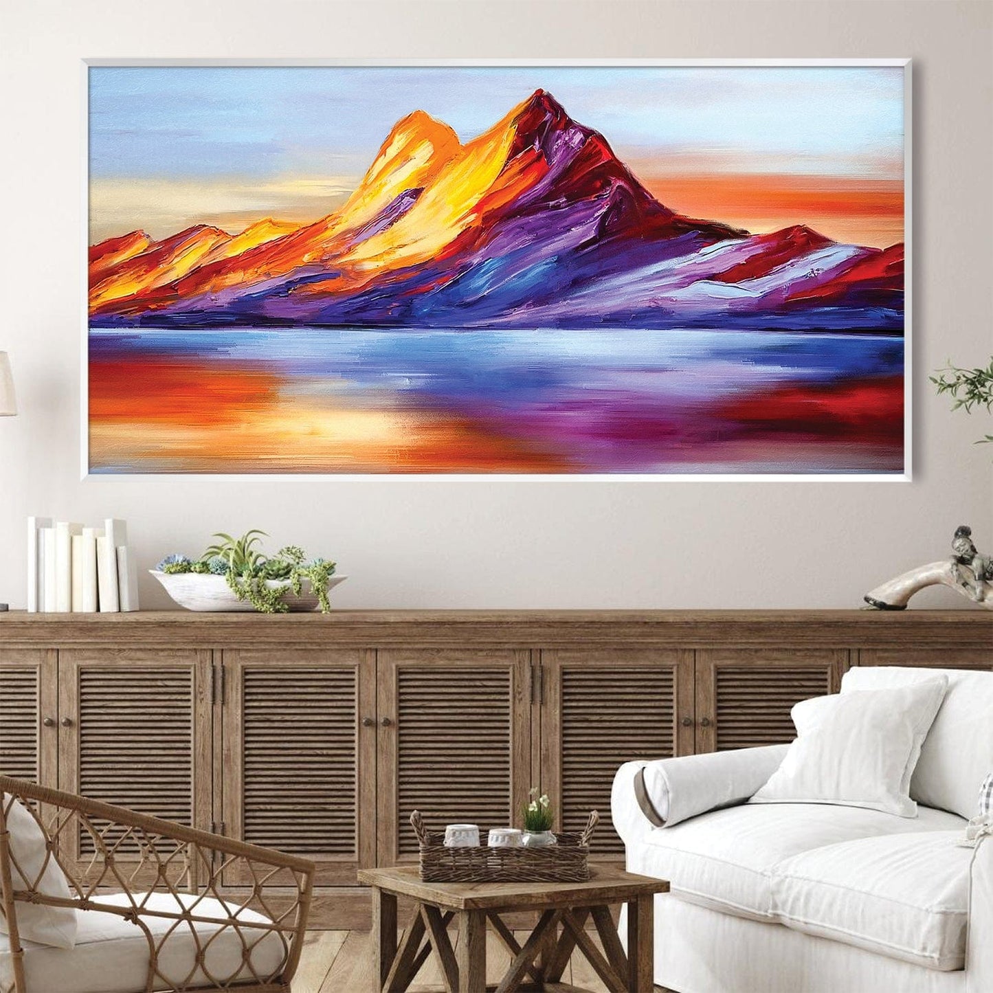 Vibrant Mountain Reflections - Stunning Oil Painting for Modern Decor