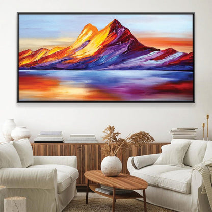 Vibrant Mountain Reflections - Stunning Oil Painting for Modern Decor