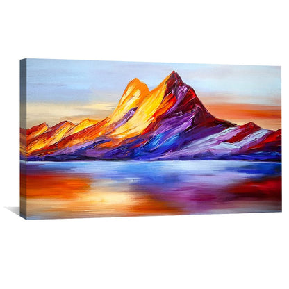 Vibrant Mountain Reflections - Stunning Oil Painting for Modern Decor