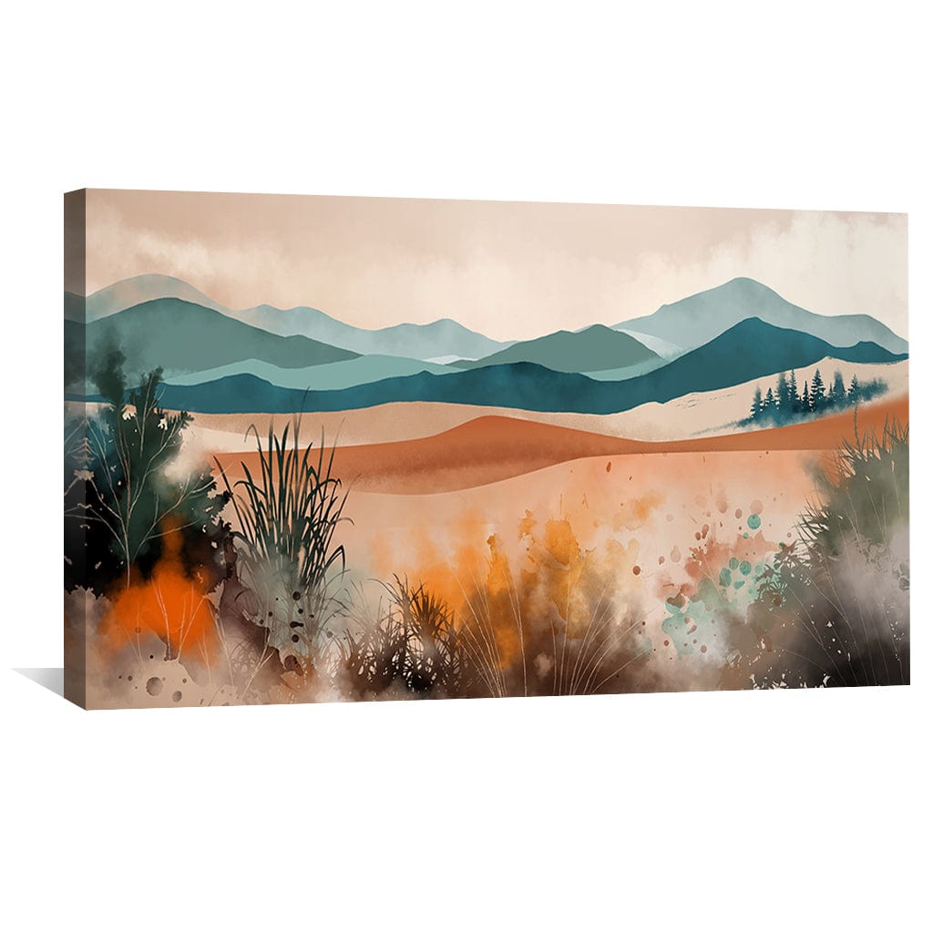 Serene Landscape Oil Painting in Earthy Tones and Gentle Hills for Modern Decor