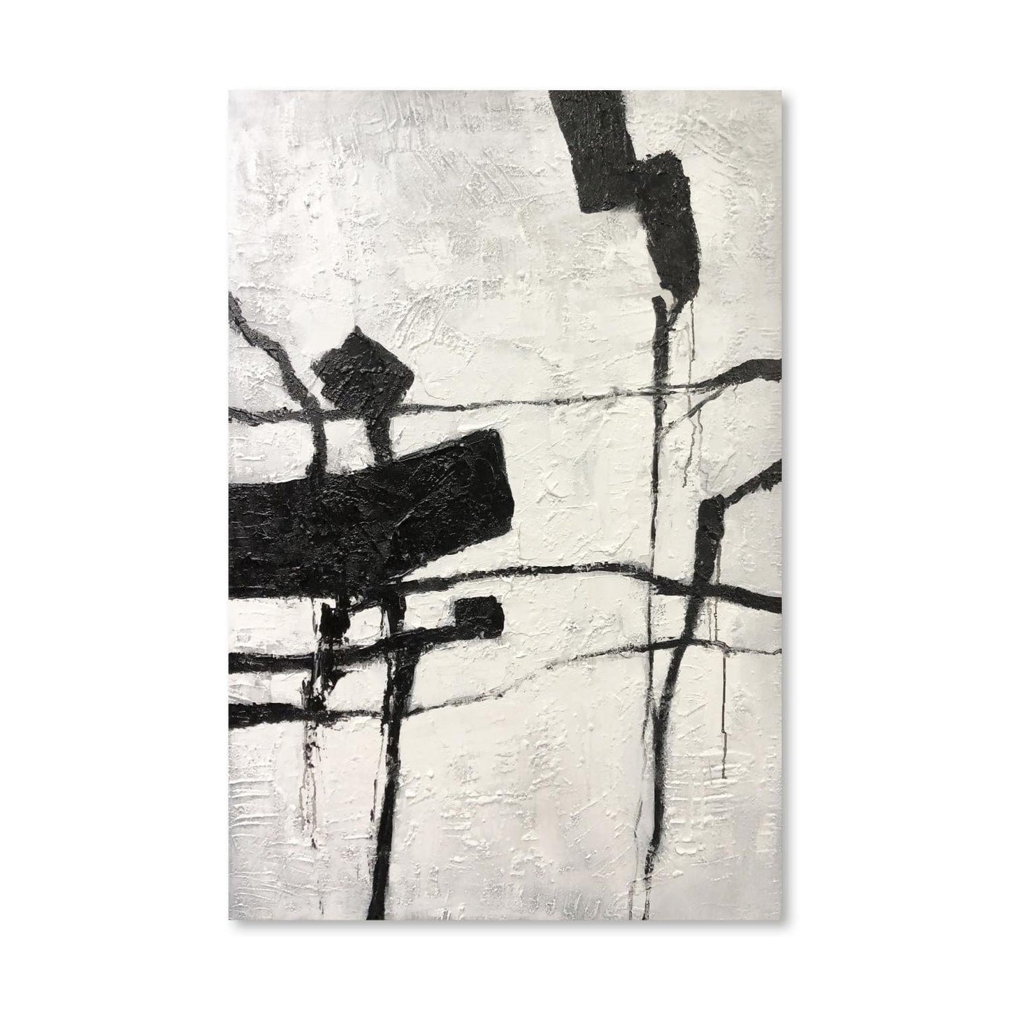 Abstract Black and White Oil Painting for Modern Home Decor