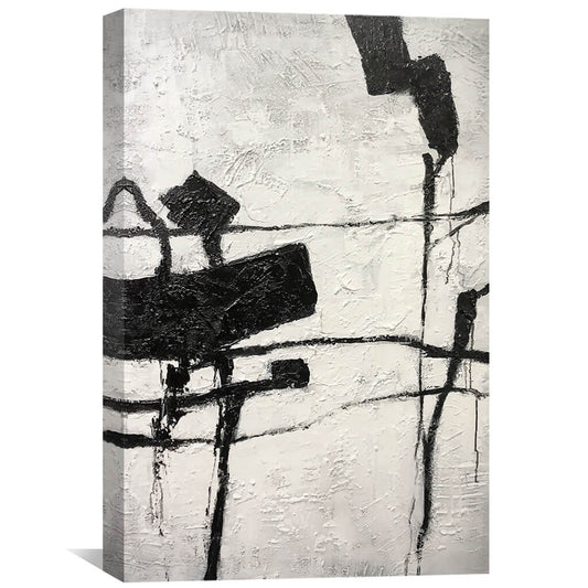 Abstract Black and White Oil Painting for Modern Home Decor