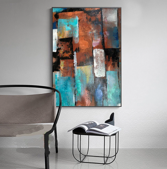 Abstract Oil Painting Dazed Sun - Vibrant Colorful Wall Art for Modern Home Decor