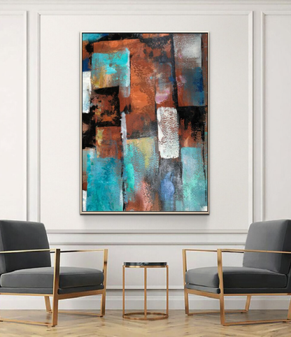 Abstract Oil Painting Dazed Sun - Vibrant Colorful Wall Art for Modern Home Decor