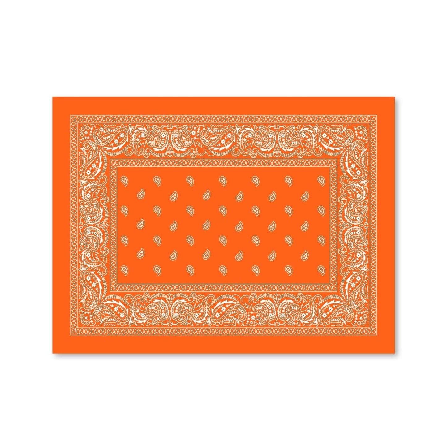 Vibrant Orange Paisley Bandana Oil Painting for Modern Home Decor