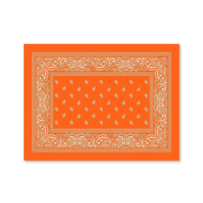 Vibrant Orange Paisley Bandana Oil Painting for Modern Home Decor