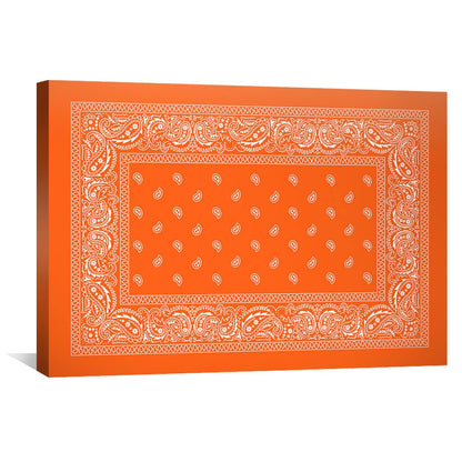 Vibrant Orange Paisley Bandana Oil Painting for Modern Home Decor