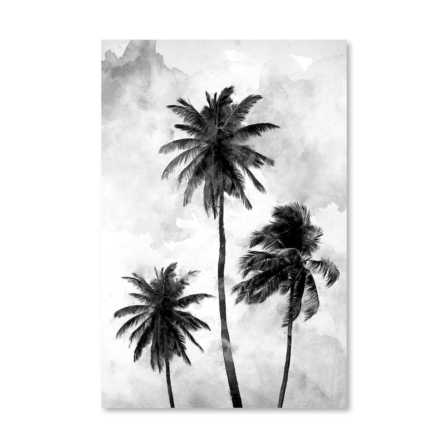 Serene Black and White Palm Tree Oil Painting for Modern Home Decor