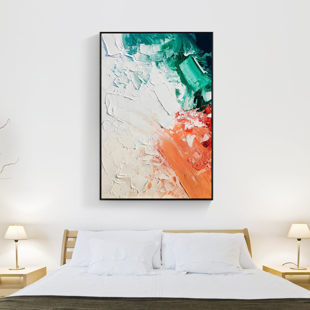 Vibrant Coastal Landscape Oil Painting: Abstract Beach Art for Relaxing Spaces