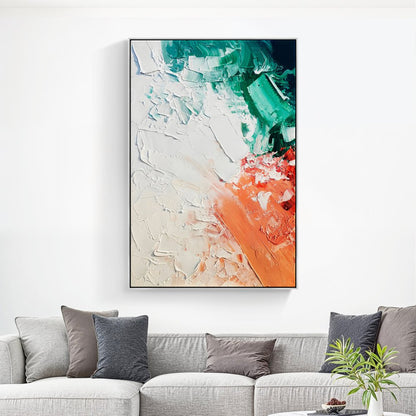 Vibrant Coastal Landscape Oil Painting: Abstract Beach Art for Relaxing Spaces