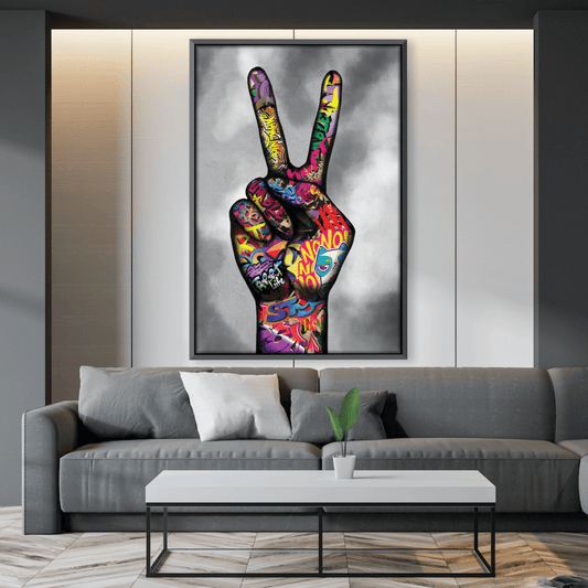 Vibrant Hand of Peace and Unity Modern Oil Painting for Home Decor