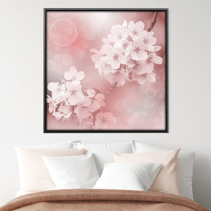 Blossoming Harmony - Soft Pink Floral Oil Painting for Tranquil Home Decor