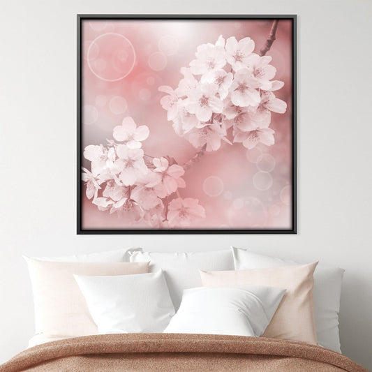 Blossoming Harmony - Soft Pink Floral Oil Painting for Tranquil Home Decor