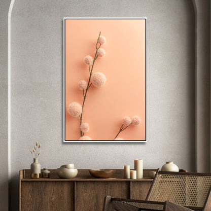 Soft Peach Abstract Floral Triptych Canvas Wall Art for Modern Decor