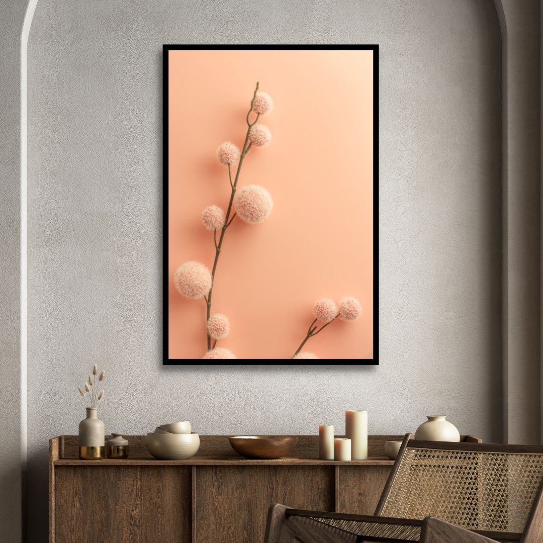 Soft Peach Abstract Floral Triptych Canvas Wall Art for Modern Decor
