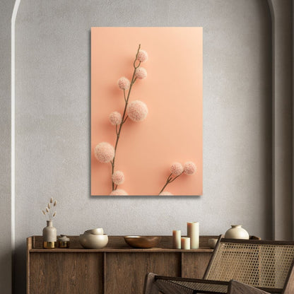 Soft Peach Abstract Floral Triptych Canvas Wall Art for Modern Decor