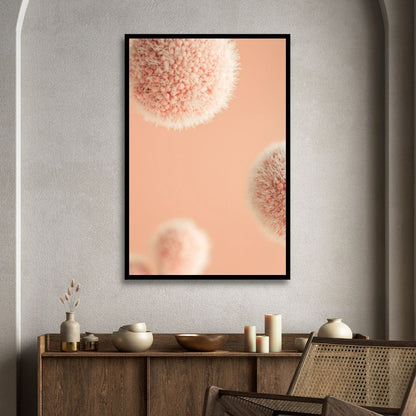 Soft Peach Abstract Floral Triptych Canvas Wall Art for Modern Decor