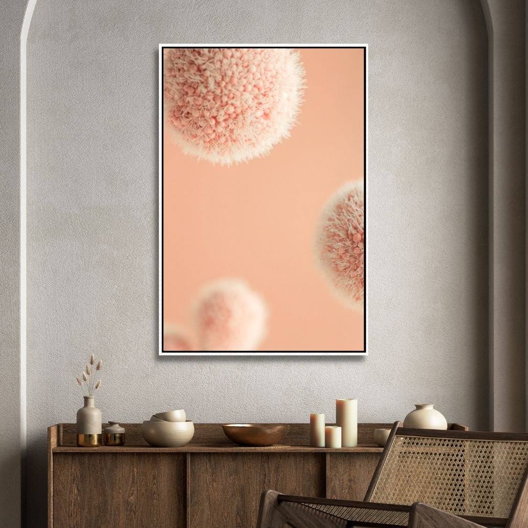 Soft Peach Abstract Floral Triptych Canvas Wall Art for Modern Decor