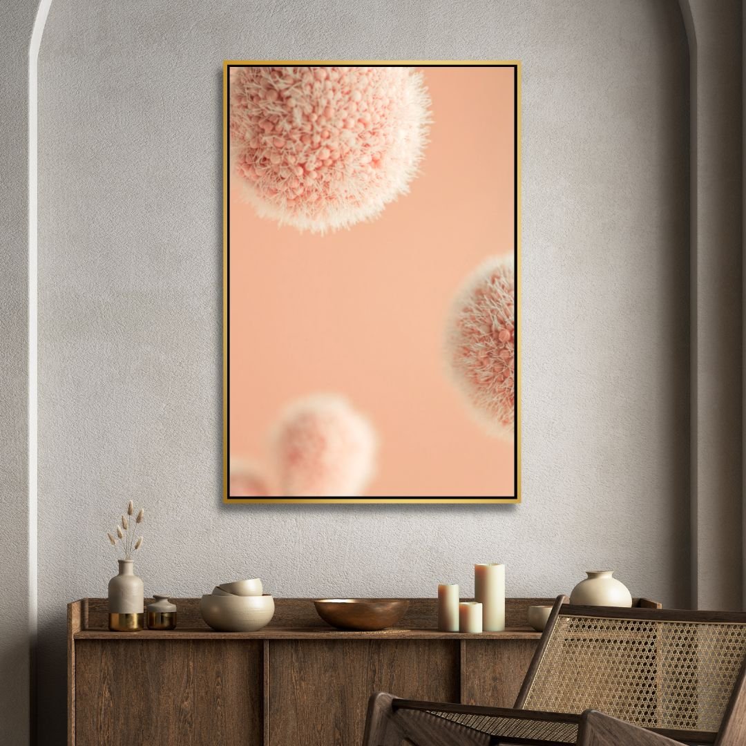 Soft Peach Abstract Floral Triptych Canvas Wall Art for Modern Decor