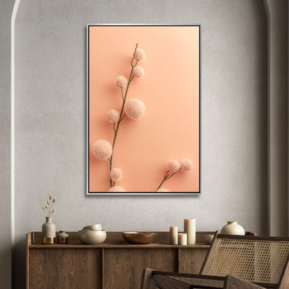 Soft Peach Abstract Floral Triptych Canvas Wall Art for Modern Decor