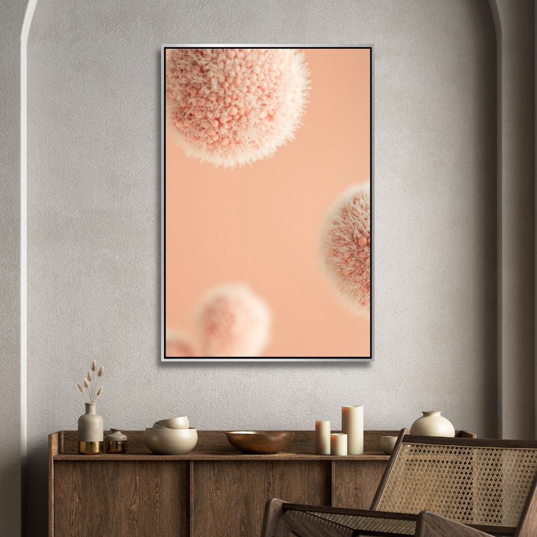 Soft Peach Abstract Floral Triptych Canvas Wall Art for Modern Decor