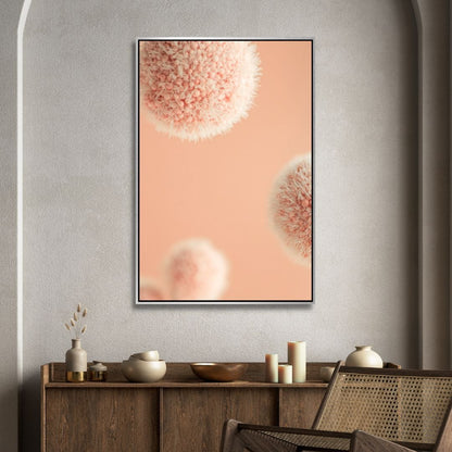 Soft Peach Abstract Floral Triptych Canvas Wall Art for Modern Decor