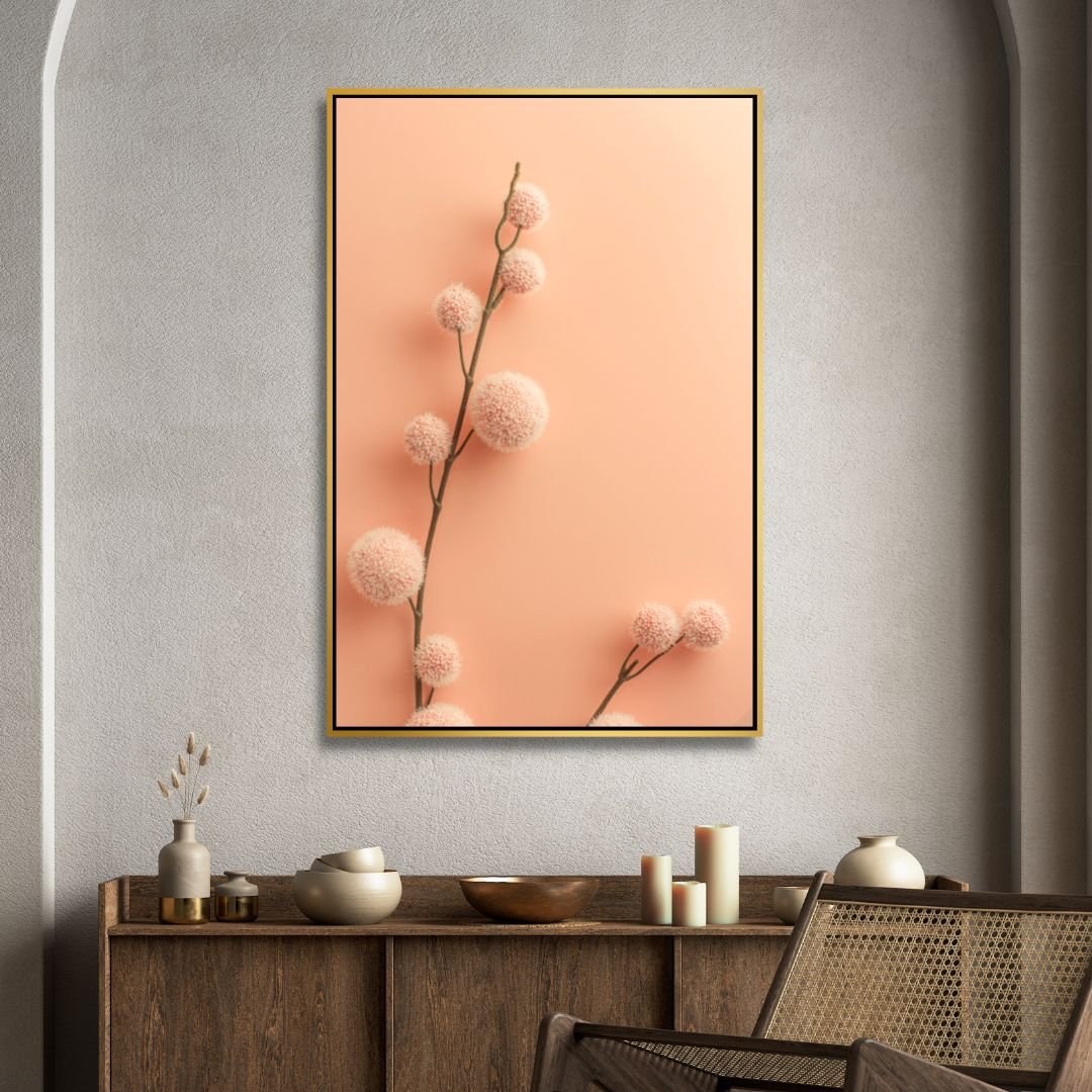 Soft Peach Abstract Floral Triptych Canvas Wall Art for Modern Decor