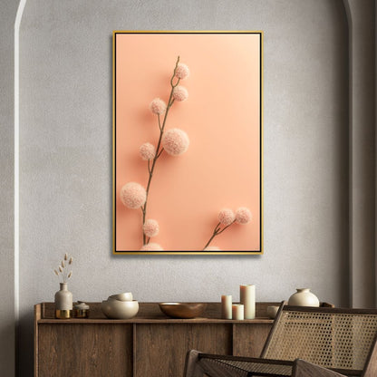 Soft Peach Abstract Floral Triptych Canvas Wall Art for Modern Decor
