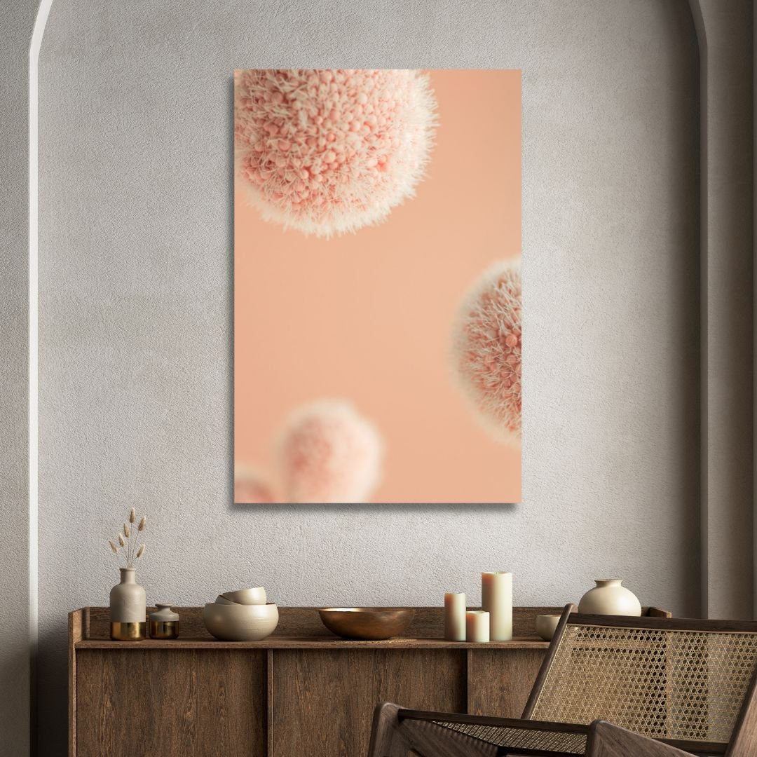 Soft Peach Abstract Floral Triptych Canvas Wall Art for Modern Decor
