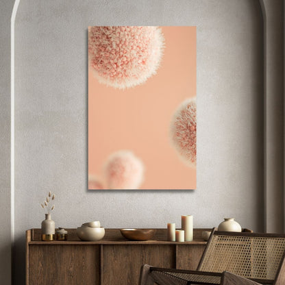 Soft Peach Abstract Floral Triptych Canvas Wall Art for Modern Decor
