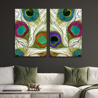 Vibrant Peacock Feathers Abstract Oil Painting for Decorative Home Art