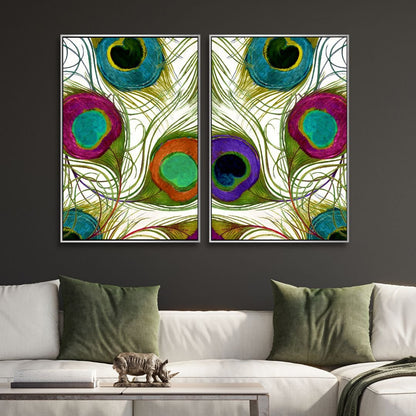 Vibrant Peacock Feathers Abstract Oil Painting for Decorative Home Art