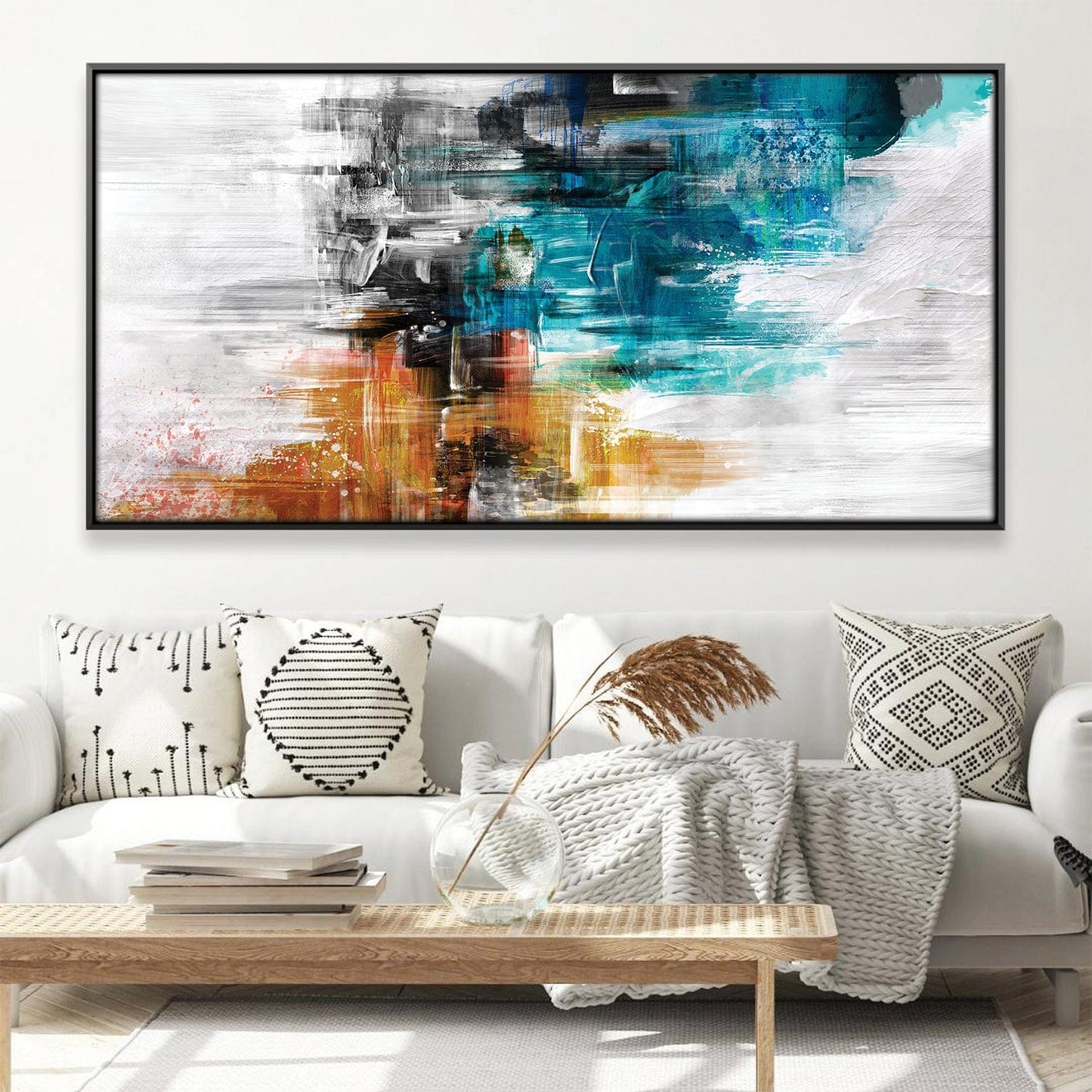 Vibrant Abstract Peaks Oil Painting for Modern Home Decor