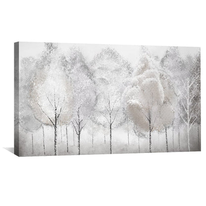 Serene White Forest Landscape Oil Painting for Modern Home Decor