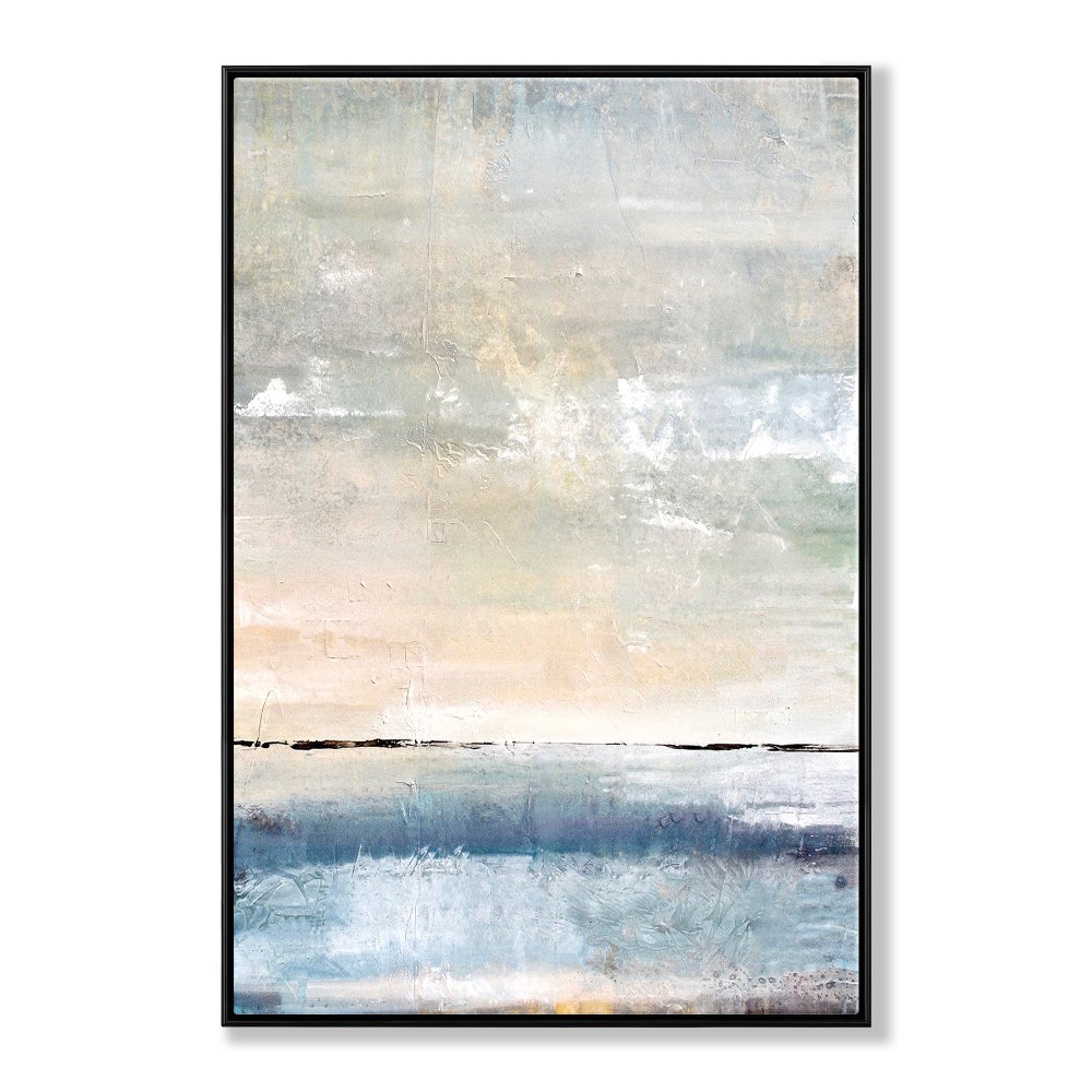 Serene Coastal Landscape in Soft Pastels - Elegant Oil Painting for Home Décor