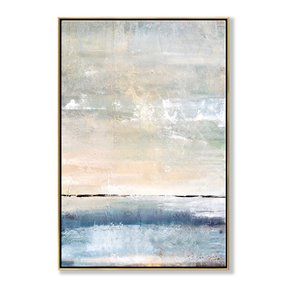 Serene Coastal Landscape in Soft Pastels - Elegant Oil Painting for Home Décor