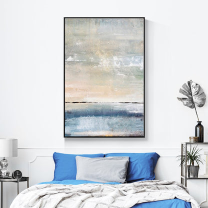 Serene Coastal Landscape in Soft Pastels - Elegant Oil Painting for Home Décor