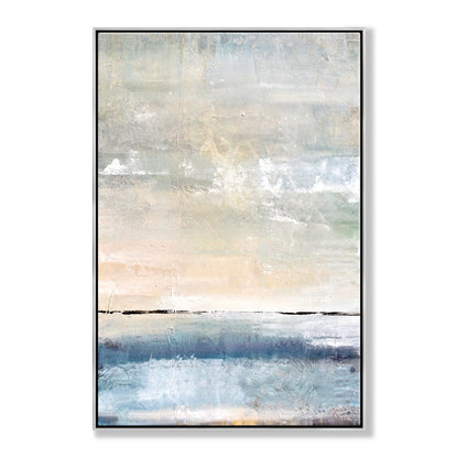 Serene Coastal Landscape in Soft Pastels - Elegant Oil Painting for Home Décor