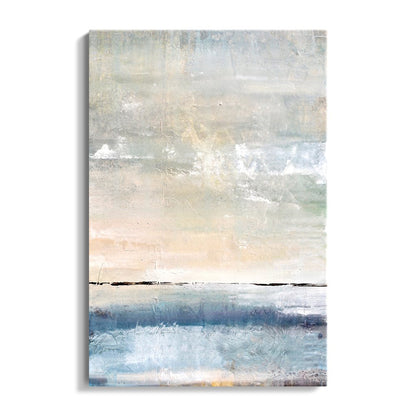 Serene Coastal Landscape in Soft Pastels - Elegant Oil Painting for Home Décor