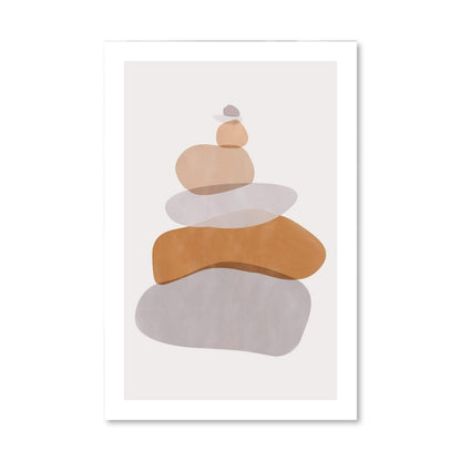 Minimalist Pebble Stack Oil Painting for Modern Home Decor