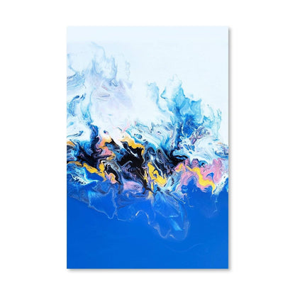 Vibrant Blue Abstract Oil Painting with Colorful Artistic Swirls