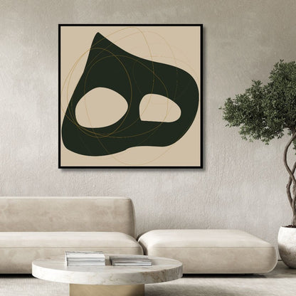 Abstract Green and Beige Typography Oil Painting for Modern Home Decor