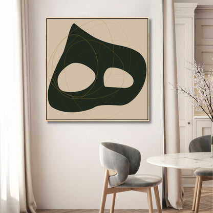 Abstract Green and Beige Typography Oil Painting for Modern Home Decor