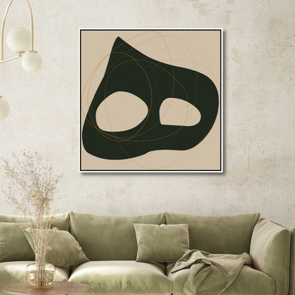 Abstract Green and Beige Typography Oil Painting for Modern Home Decor