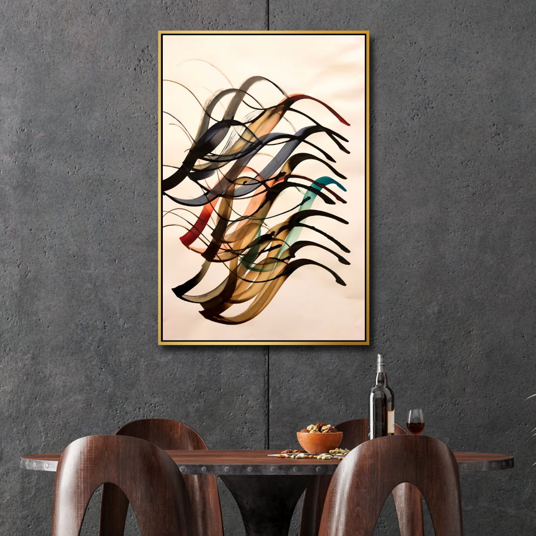 Abstract Persian Calligraphy Oil Painting – Elegant Canvas Art for Modern Spaces