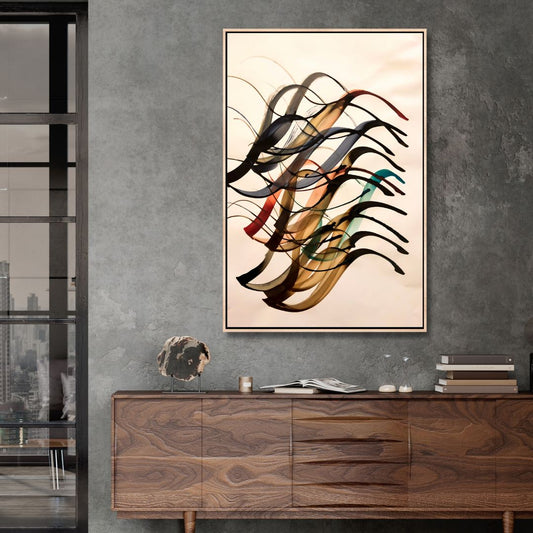 Abstract Persian Calligraphy Oil Painting – Elegant Canvas Art for Modern Spaces